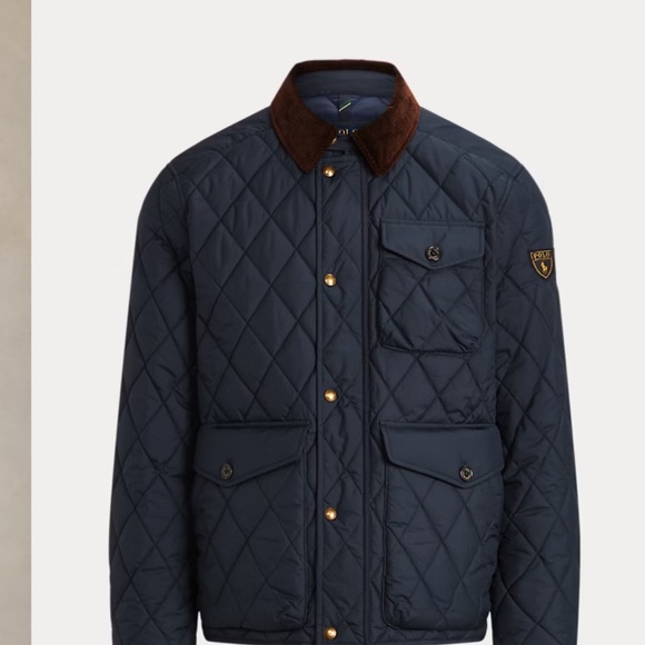 Ralph Lauren Quilted Jacket Navy Corduroy Collar XL NWOT - Picture 2 of 5